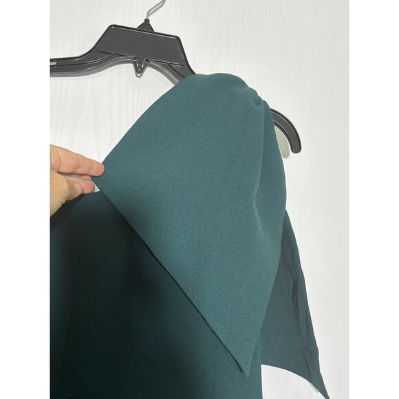 DRESS THE POPULATION Midi Dress Womens Small Green Tiffany One-Shoulder Bow New - Picture 5 of 16